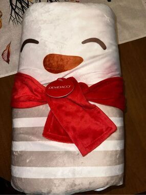 Demdaco Jolly Snowman Sherpa Christmas holiday Throw winter NWT 50 x 60